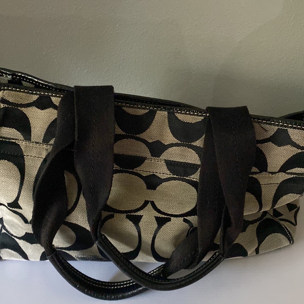 Vintage Coach Label Tote Bag Black and Grey - Picture 5 of 10